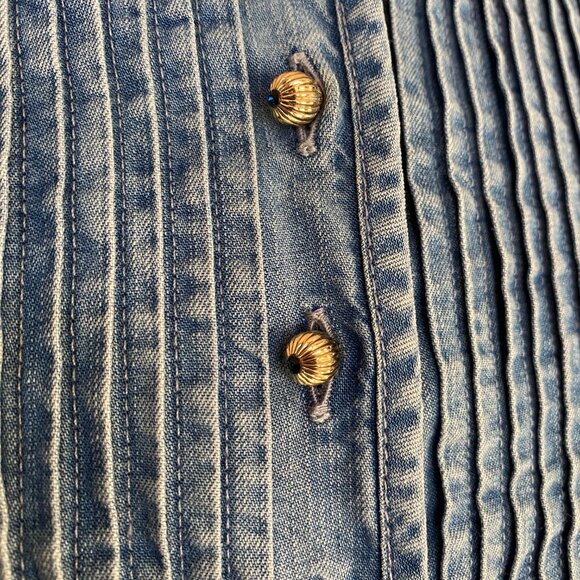 Paul & Joe Sister Batignole Denim Pintuck Mini Dress Blue Jean Pockets Cottage-6 - Picture 4 of 14